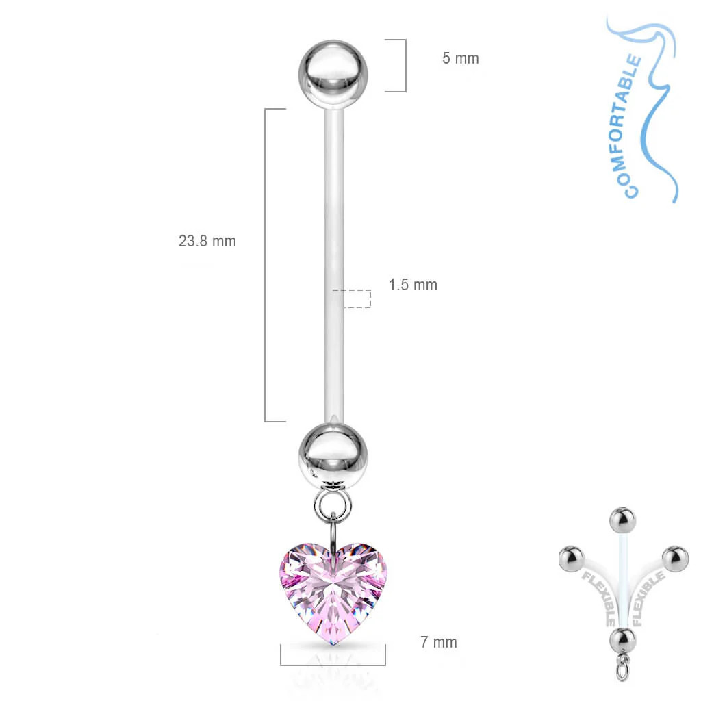 Pregnancy Clear Star Navel Ring Dangle – 14G BioFlex 1” Bar