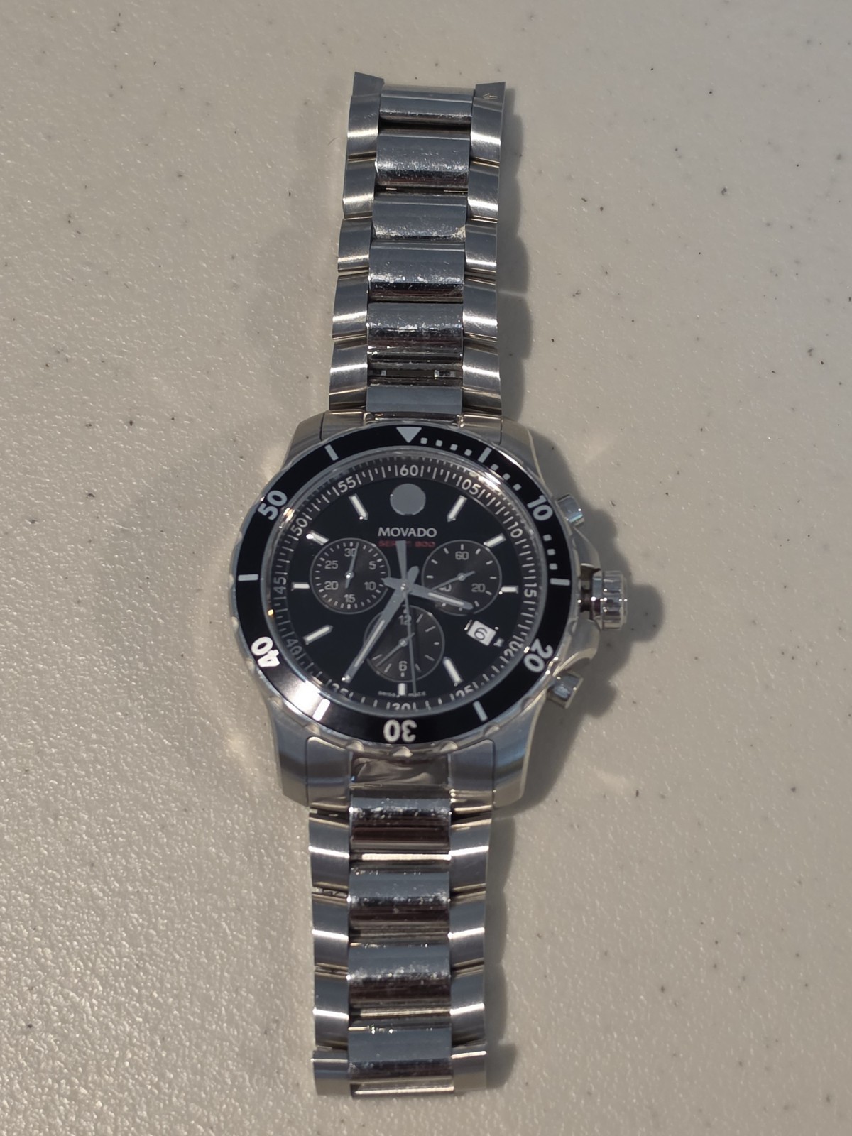 Movado Series 800 Men’s Quartz Chronograph Date 42mm Black Dial 200m Watch