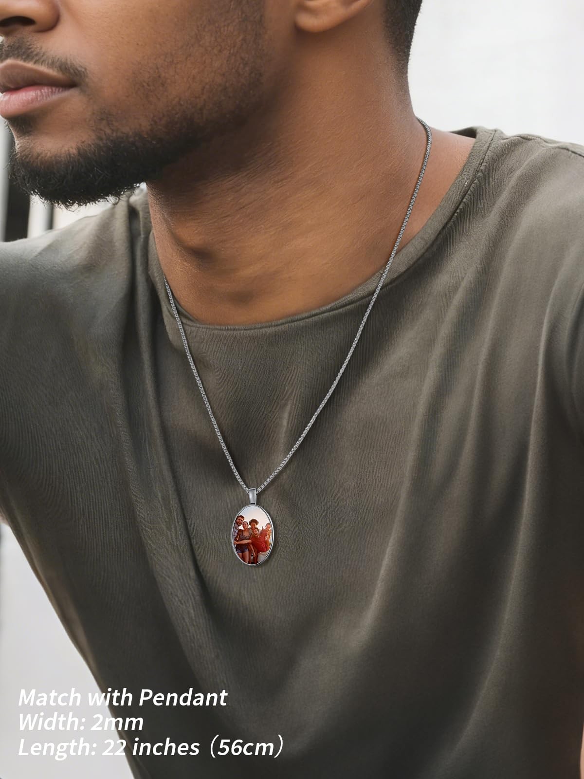 Thin Silver Box Chain for Men & Women, 2mm Square Rolo Chain Necklace for Pen…