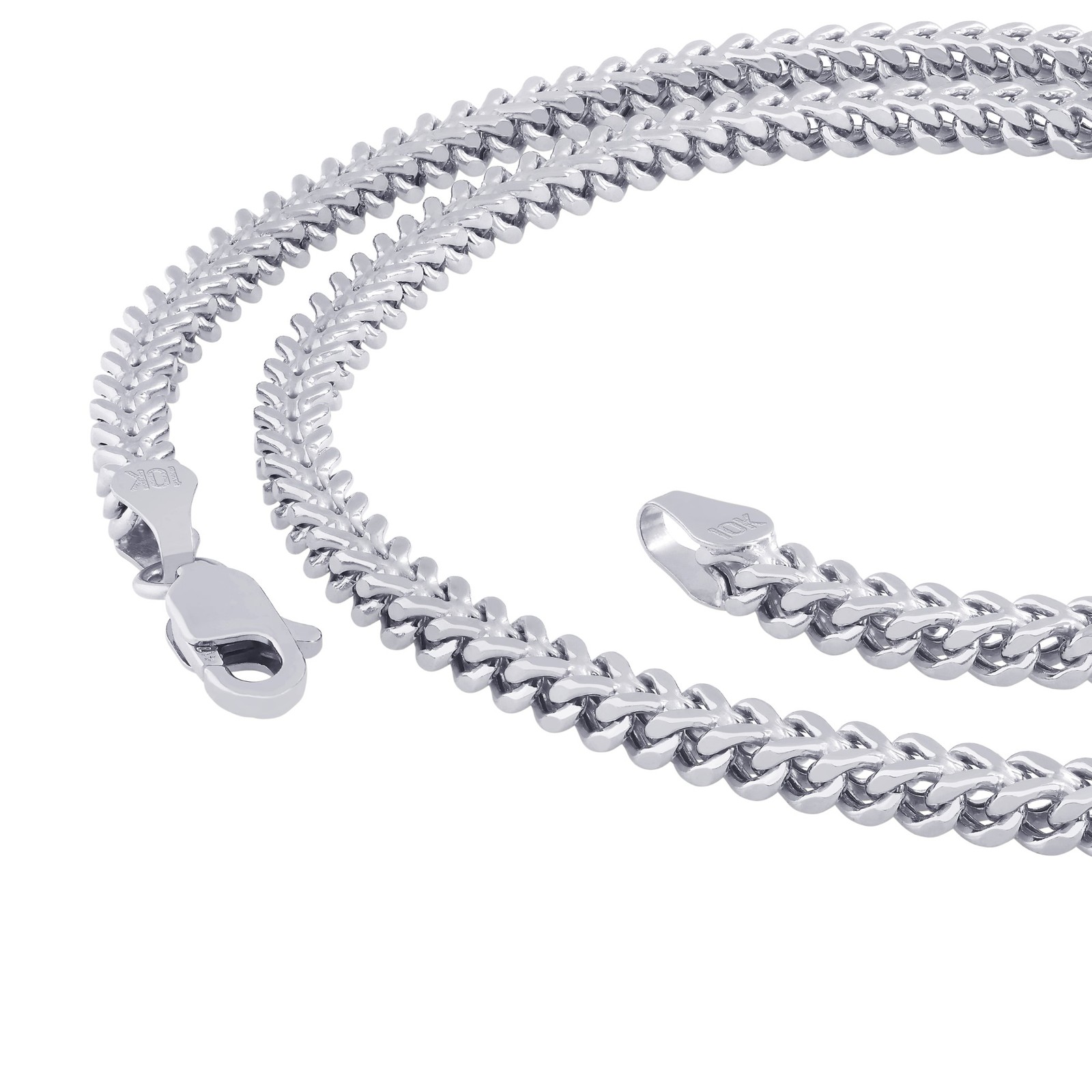10K White Gold 2.5mm Foxtail Wheat Box Franco Necklace Chain Mens Womens 20″