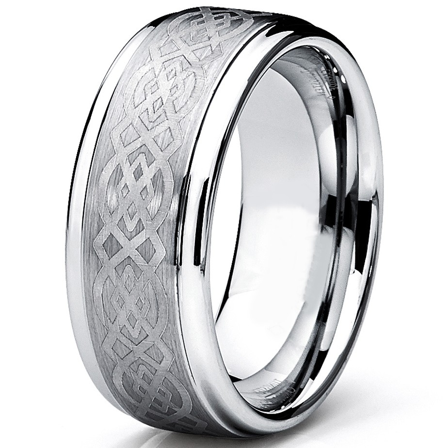 8MM Men’s Tungsten Carbide Ring with Celtic Design sizes 6 to 15