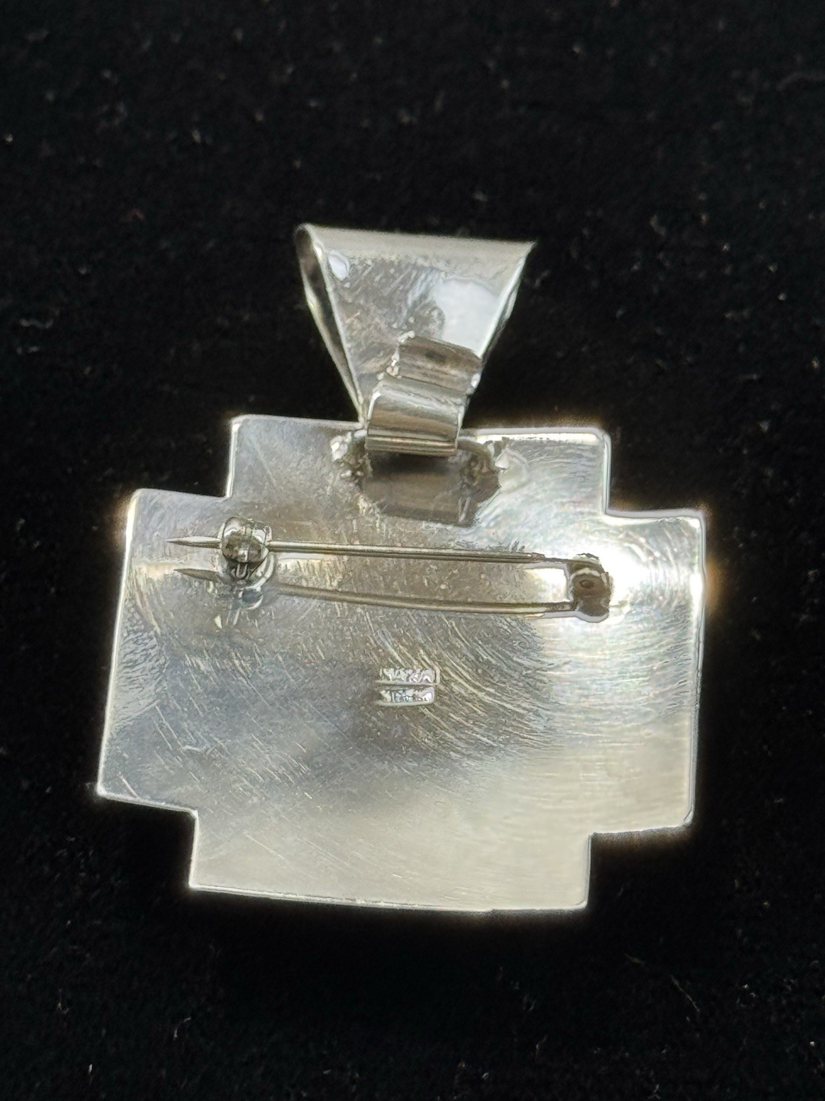 Nakai Sterling Silver Turquoise Cross Pendant Brooch Garnet Heart Signed 22.4g