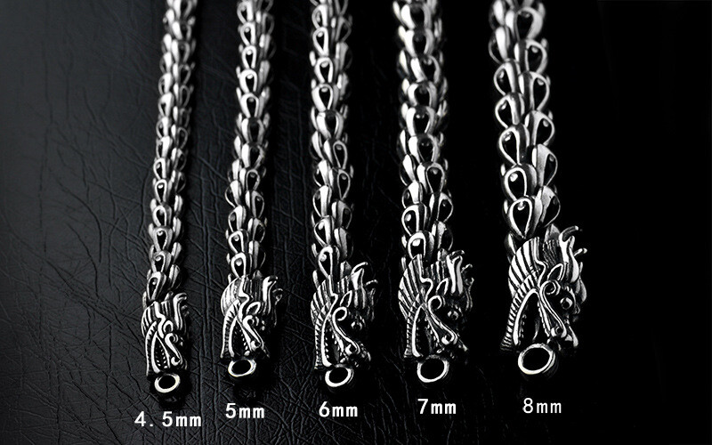 Real 925 Sterling Silver Bracelet Women Men Phoenix Link Dragon Head Bracelet