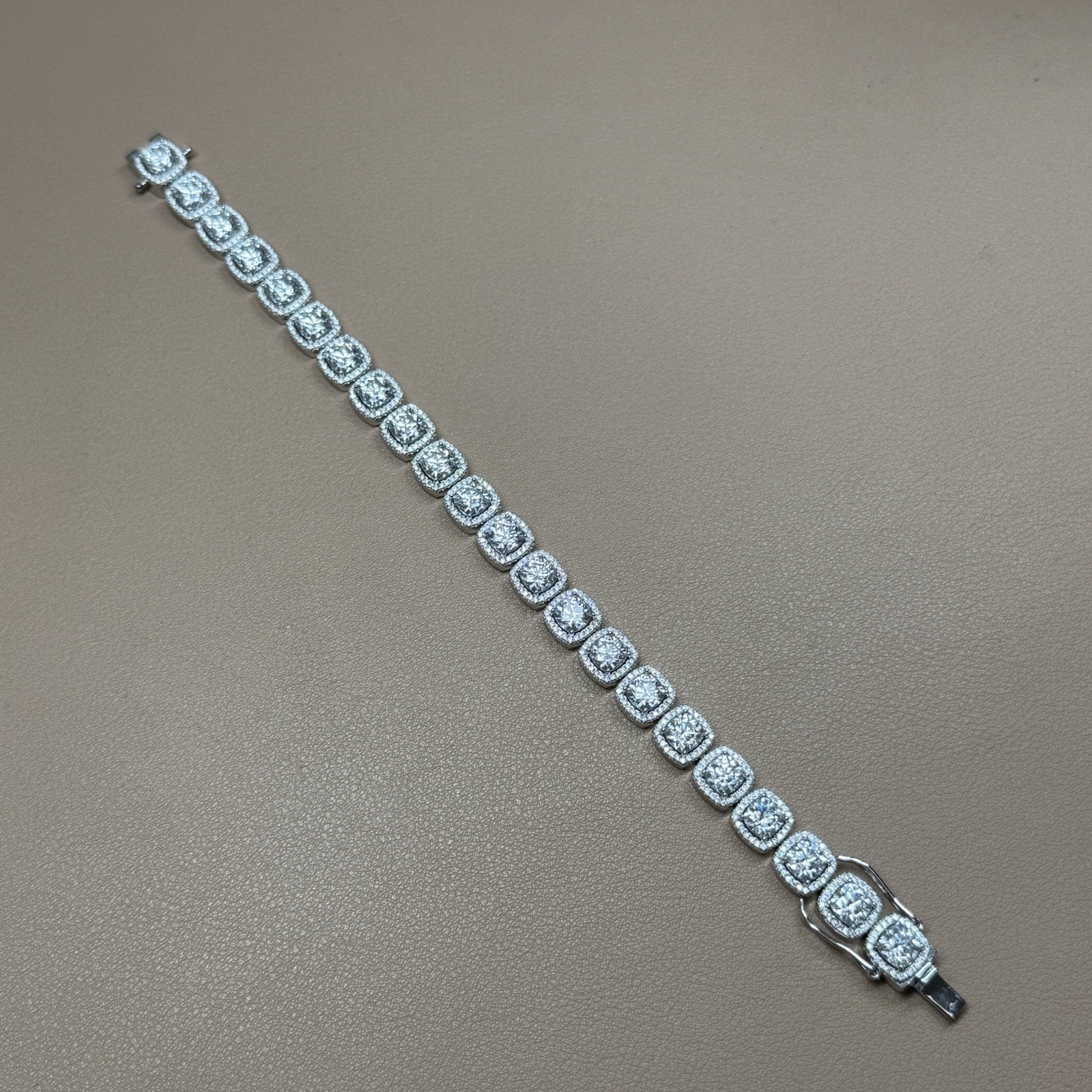 9.2mm Cushion Set Moissanite Tennis Bracelet 925 Sterling Silver Bracelet 8”