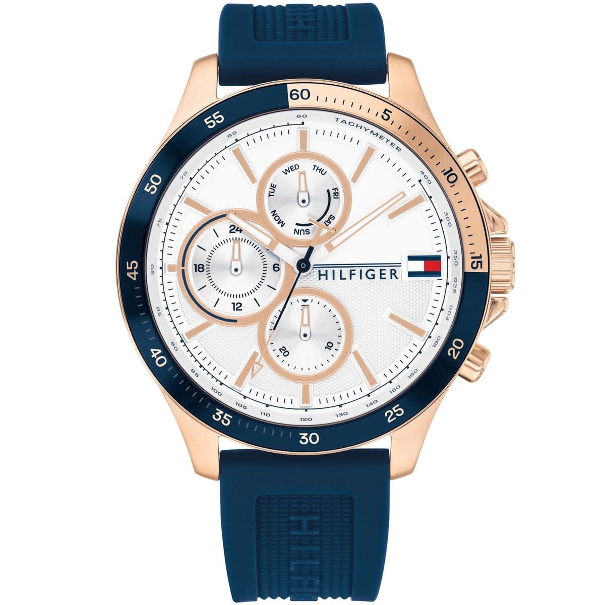 Tommy Hilfiger Men’s Nautical Watch 1791778 White Dial Blue Rubber Sport Strap