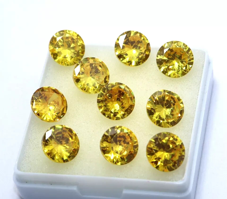 Natural 5 mm Yellow Zircon Round Cut 35 Pcs Certified Loose Gemstone Lot + Gift