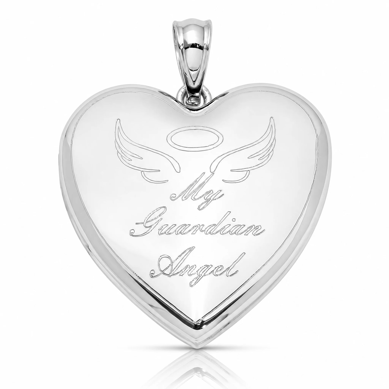Sterling Silver Rhodium-Plated Guardian Angel Ash Holder Heart Locket