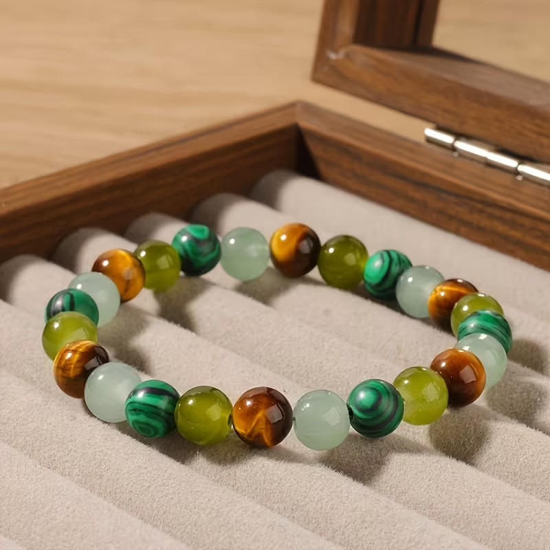 Natural Brown Tiger’s Eye Stone Bracelet Stretchable about 7-8 inch
