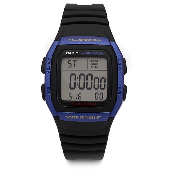 CASIO W-96H-2AVDF Unisex Digital Electronic Watch Black Blue Original New