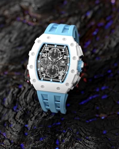TSAR BOMBA Skeleton Mechanical Automatic Watch 8204C-02 White Blue