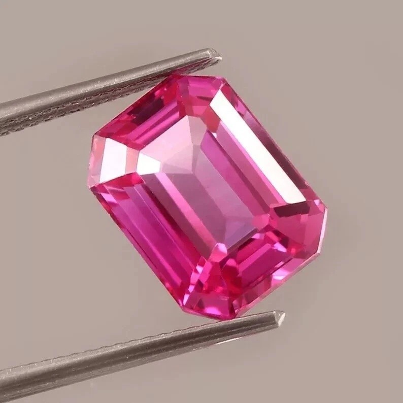 Certified Emerald Cut 9.45 Ct Pink Sapphire Loose AA+ Gemstone Natural Flawless