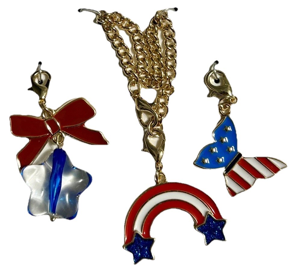 Way To Celebrate Patriotic Charm Set Stars Stripes 4th of July Tumbler Bag NWT