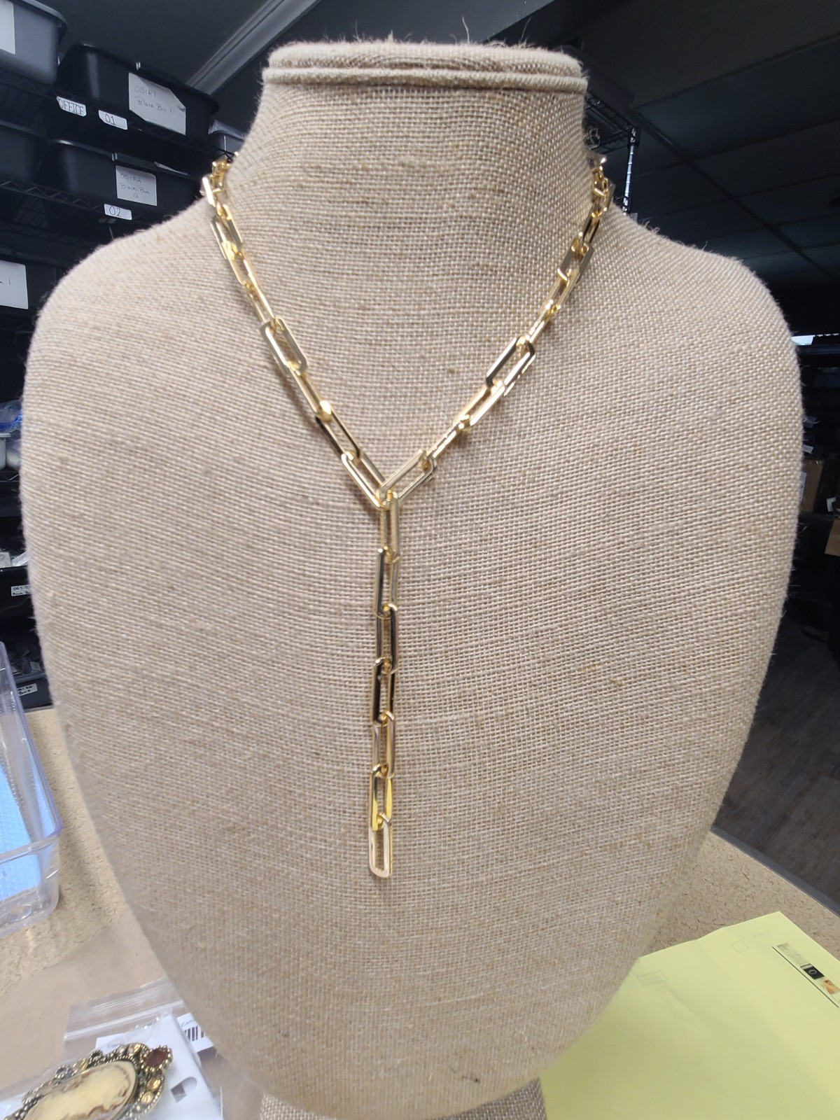 Parklane Goldtone Paperclip “Y” Necklace