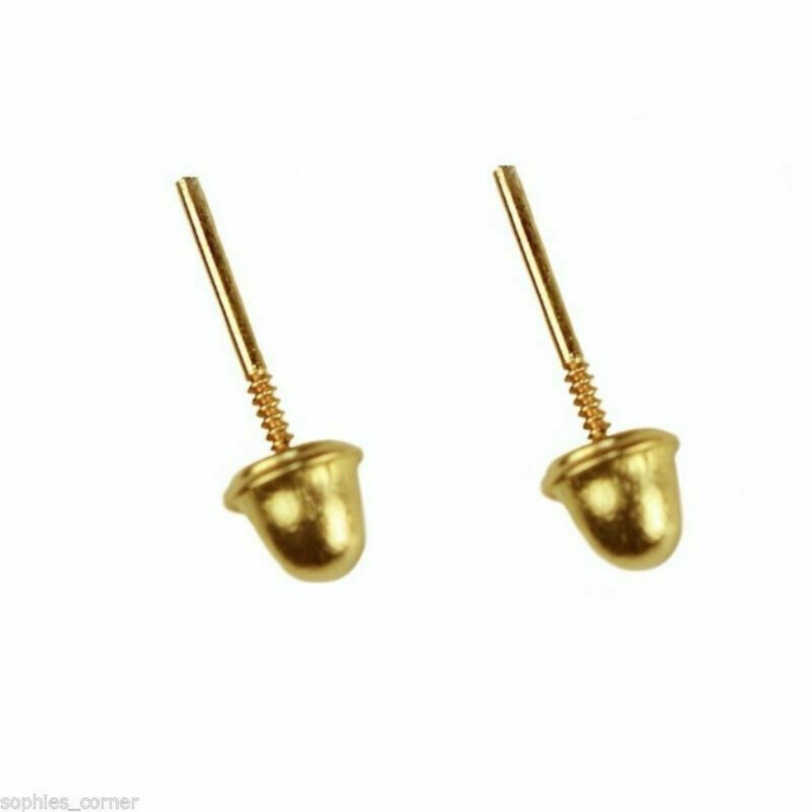 Genuine Diamond Child/Baby Stud Screw Back Earrings in 10k Solid Yellow gold