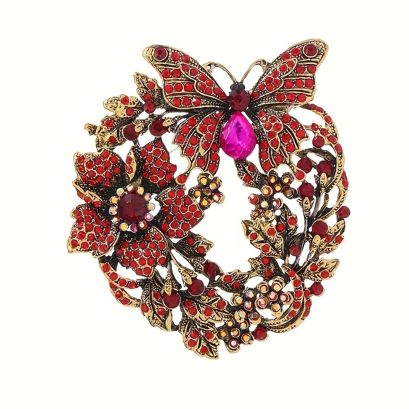 1pc Vintage Elegant Butterfly Wreath Brooch Pin Novelty Fashion Accessory