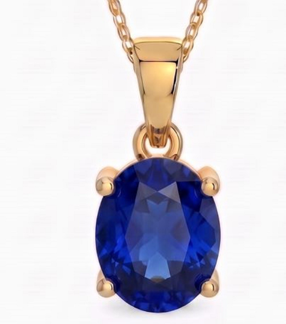 Natural Blue Sapphire Pendant 2.25 Ct 925 Sterling Silver Handmade Gemstone