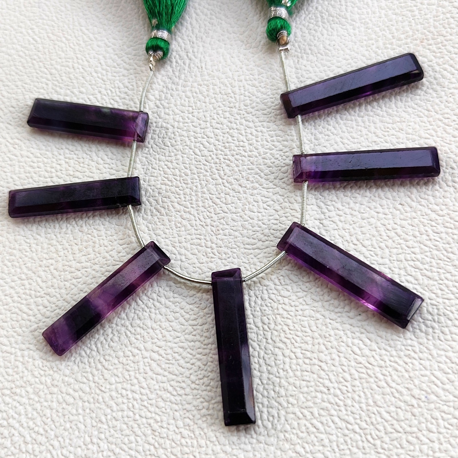 Natural Rainbow Fluorite Brazil 23-25mm Faceted Baguette Beads 4.5″ Strand Gems