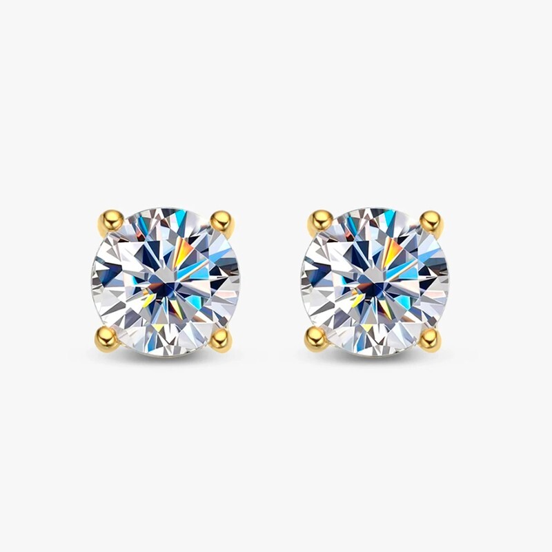 0.2-4CTW D Color Real Round Cut Moissanite Stud Earrings 925 Sterling Silver