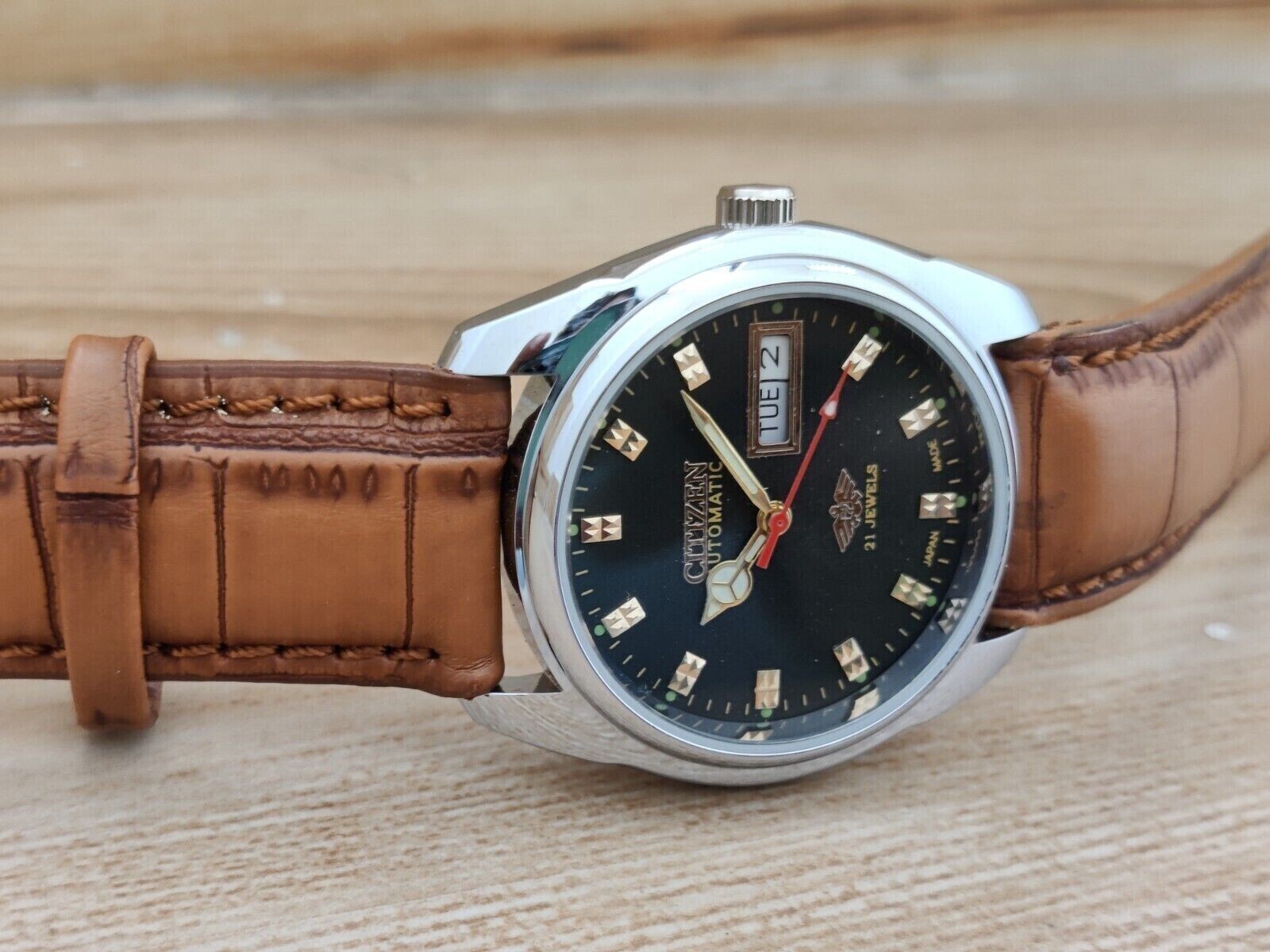 Vintage Citizen Automatic Japan Made Black Dial Day/ Date Men’s Wrist Good Watch