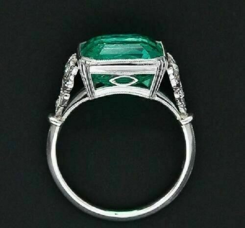 4.90 Ct Natural Emerald Art Deco Vintage Engagement Ring 925 Sterling Silver