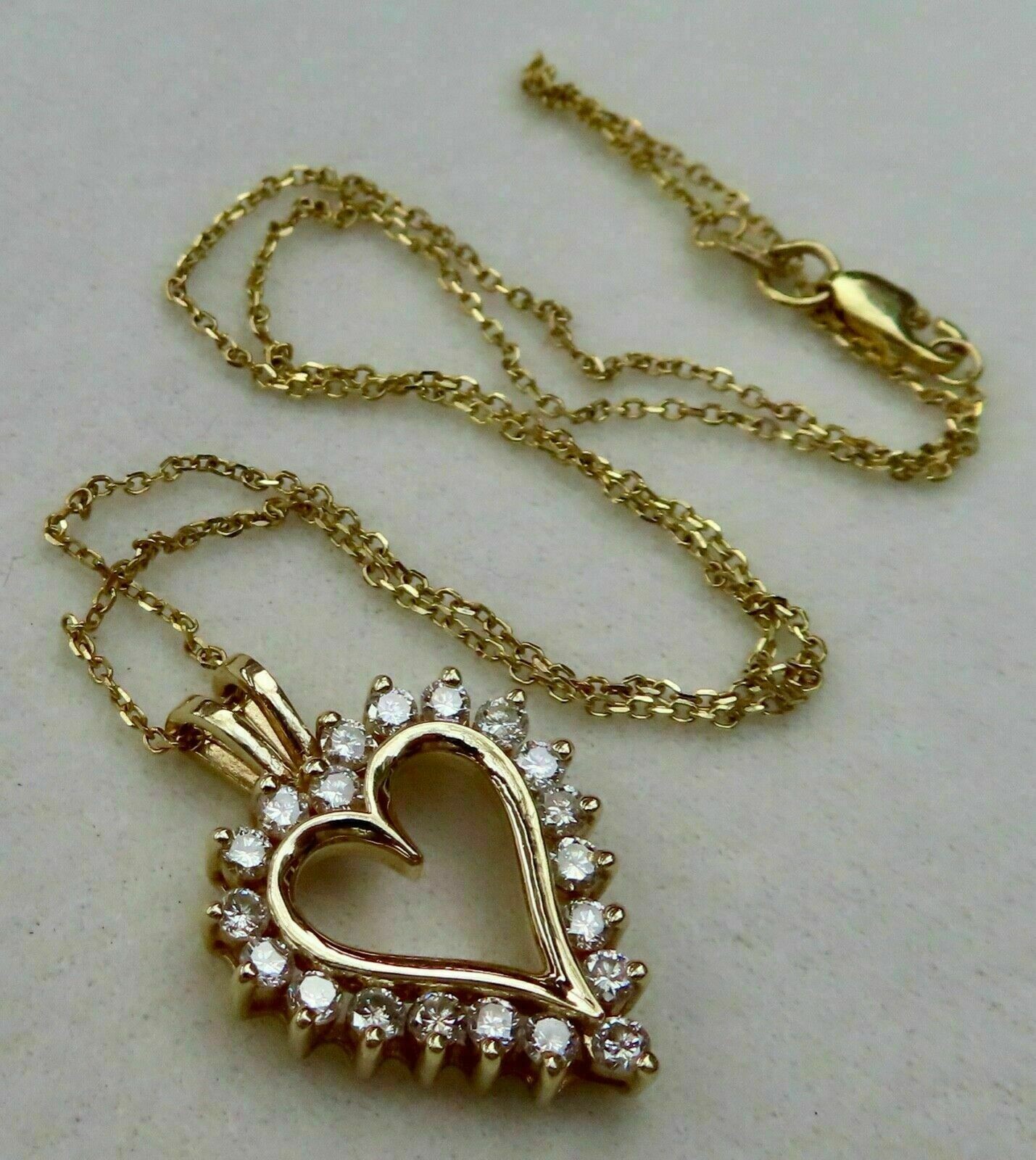 1CT Round Lab-Created Diamond Heart Pendant For Womens 14K Yellow Gold Plated
