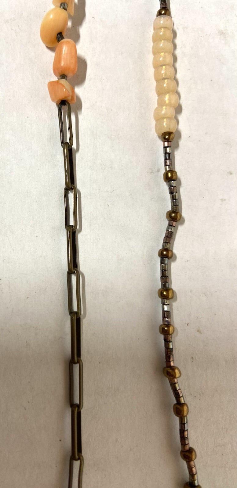Vintage Multi Media Bead Necklace Extra Long 50”-metal, glass, stone, pearl