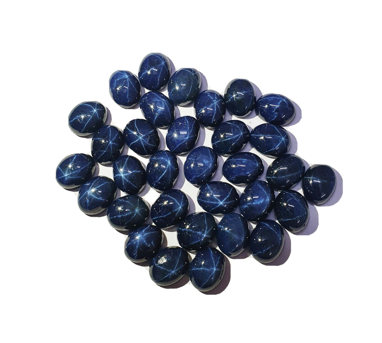 Natural Star Blue Sapphire Oval Cabochon Gemstone 3 Pcs 7×9 MM 9 CT
