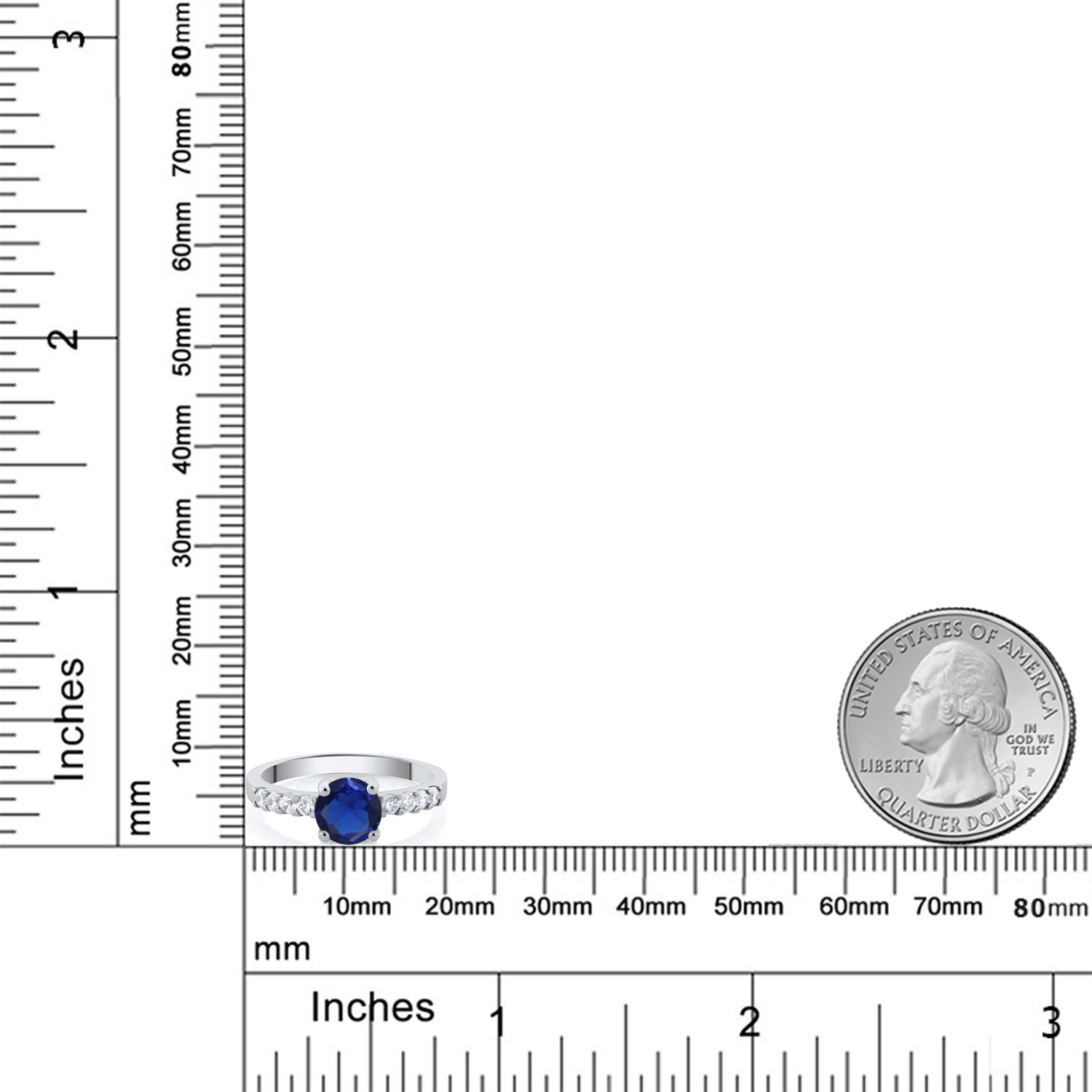 Created Sapphire Engagement Anniversary Promise Ring For Women (1.24 Cttw,