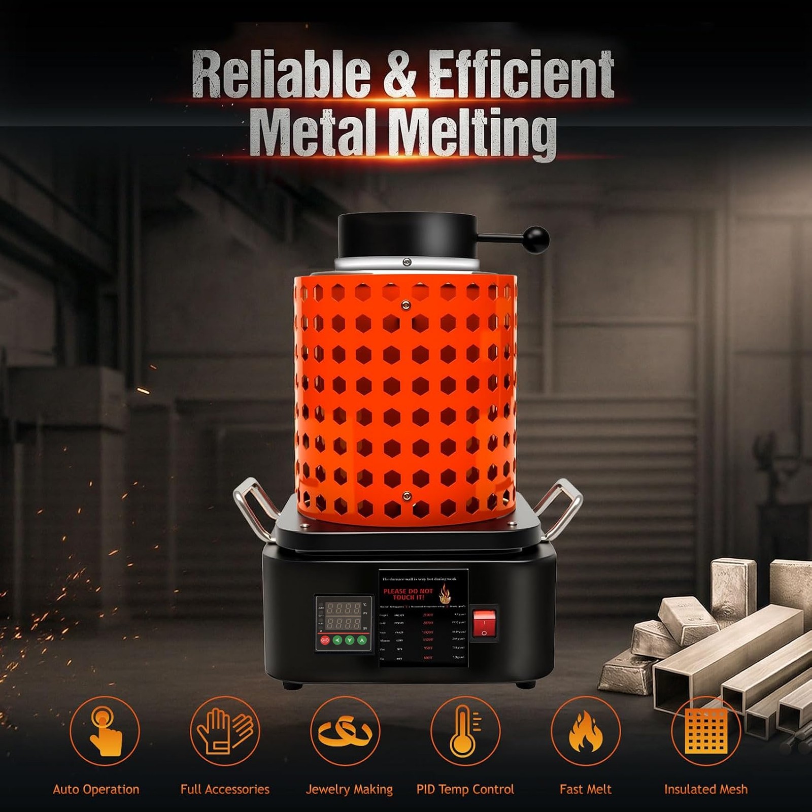 Electric Metal Melting Furnace 110V Gold Silver Smelting Machine 3KG 5KG Kit