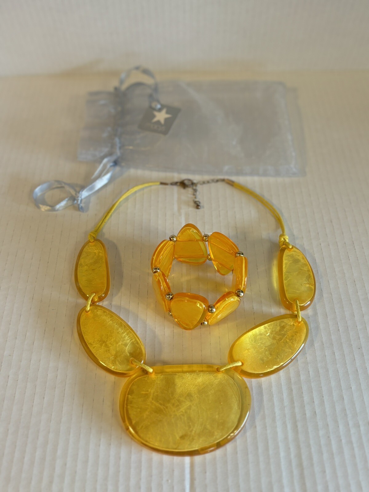 Sunshine Yellow Macy’s Necklace And Stretch Bracelet Set With Gift Bag