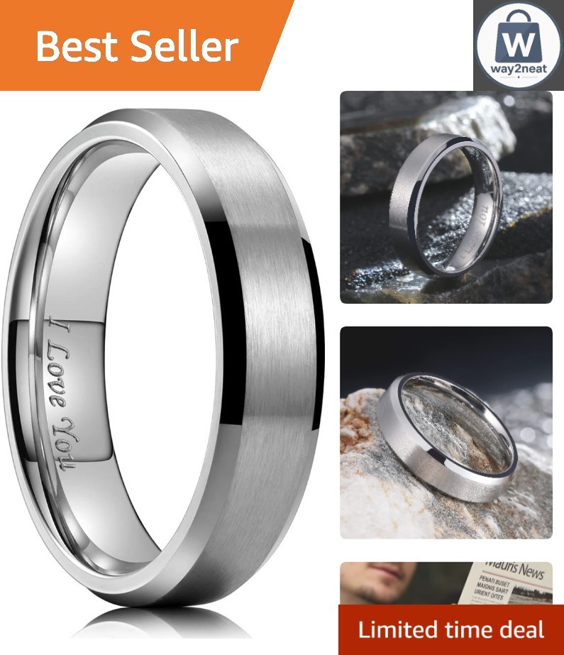Elegant Laser-Engraved Wedding Band – 2mm-8mm Widths in Silver, Gold, & Black