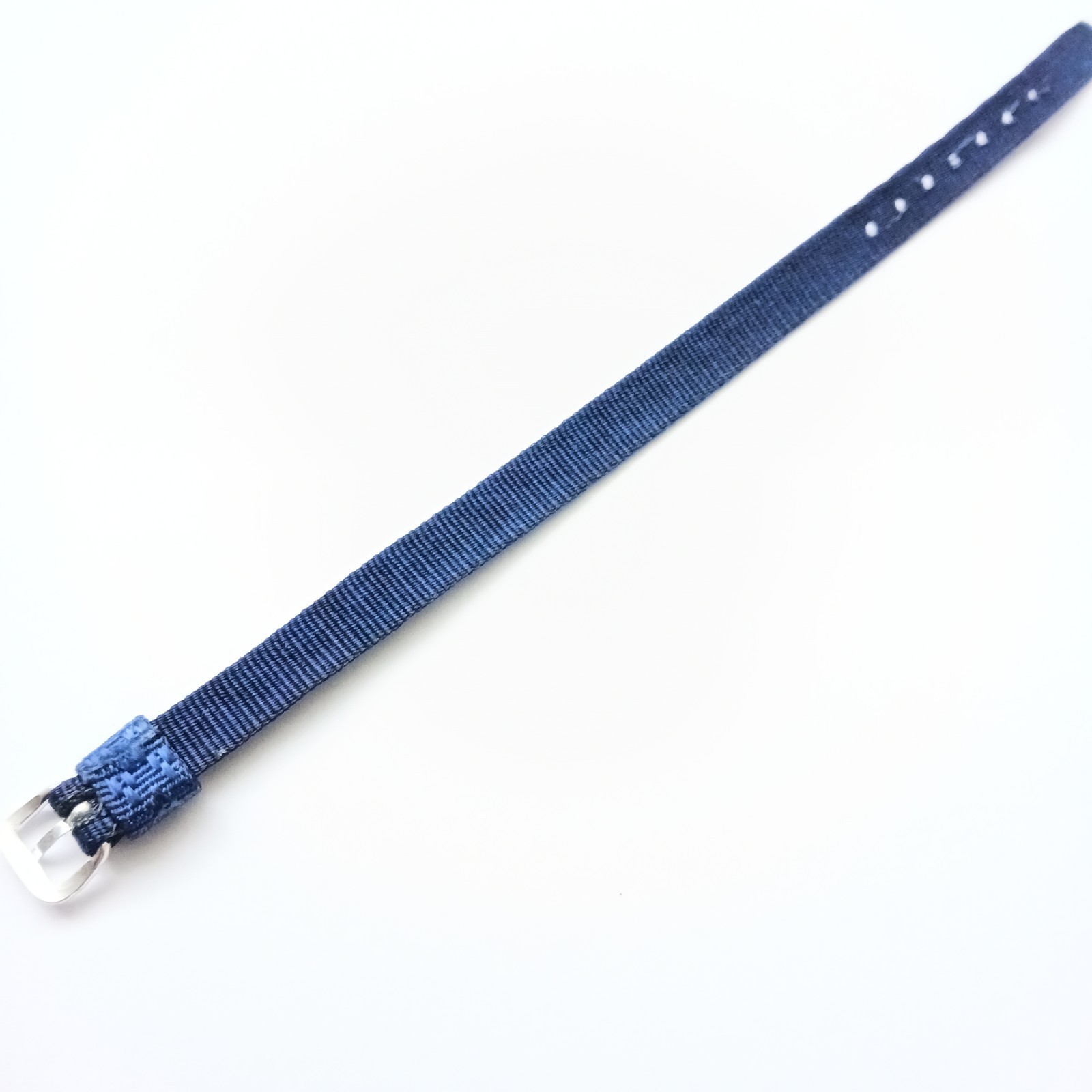 Vintage Blue Nylon Patterned One Piece 9mm Watch Strap Silver Buckle