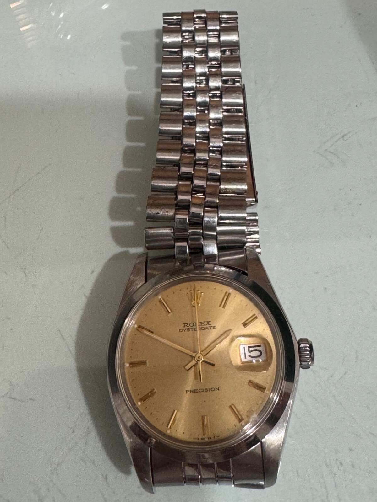 Rolex Oysterdate Precision Gold color Dial, Case STAINLESS . RUNS
