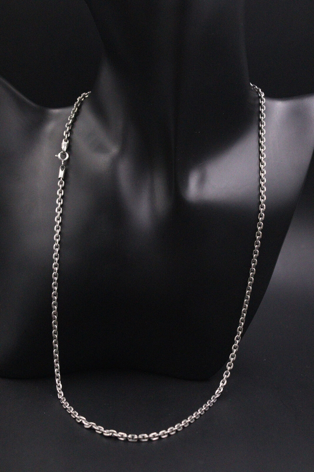 Sterling Silver Chain 925 Men Necklace Vintage Jewelry 3mmW Cable Chain 22inchL