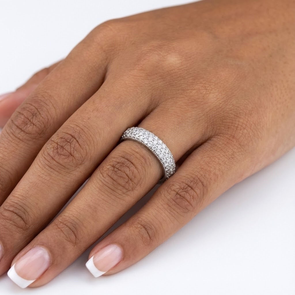 Eternity Wedding Ring Solid 14K Gold 0.90 Carat Round Lab-Grown Diamond E VVS2