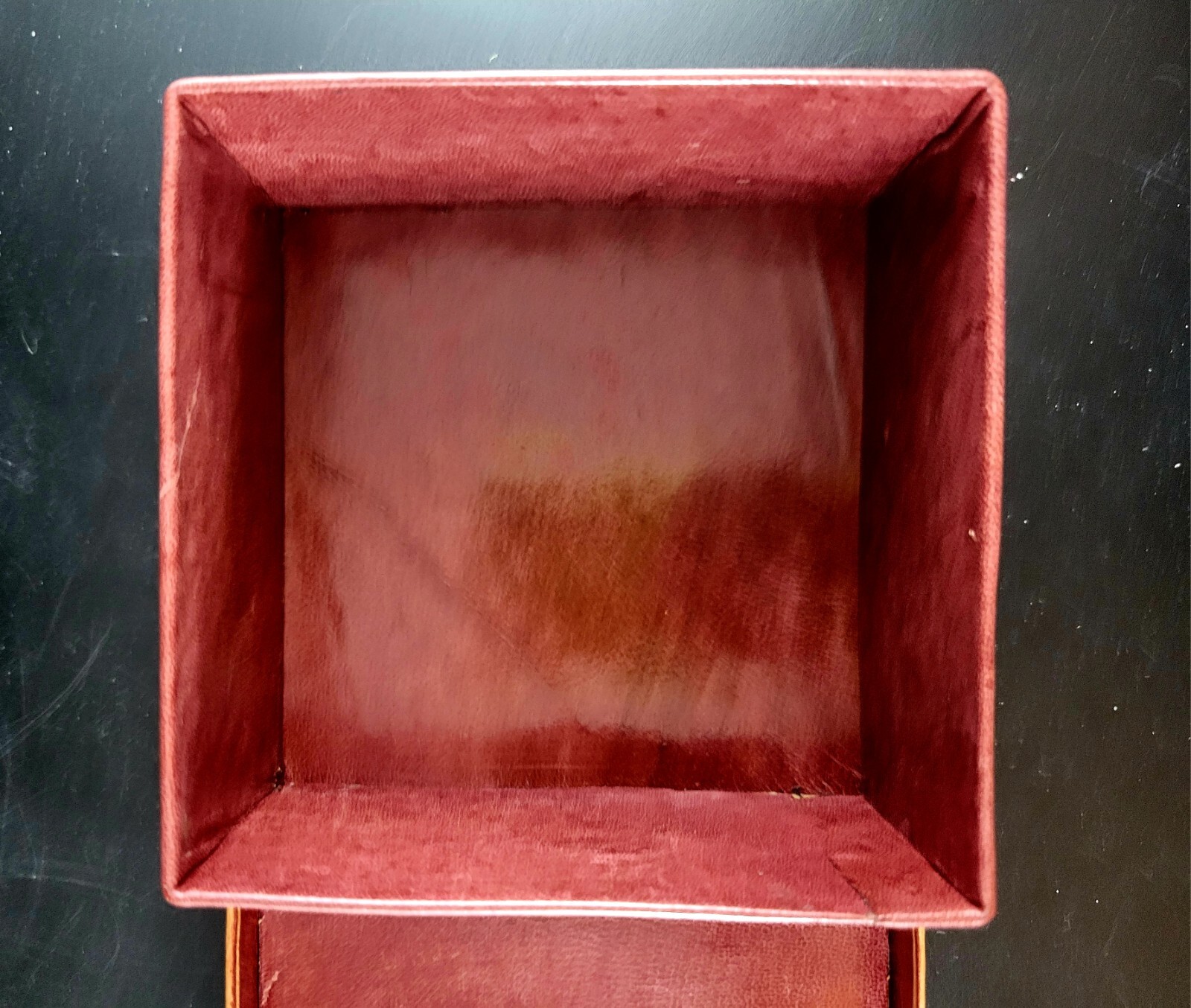 Handcrafted Sheepskin Leather Jewelry Box 4in Wide 2.8in Height