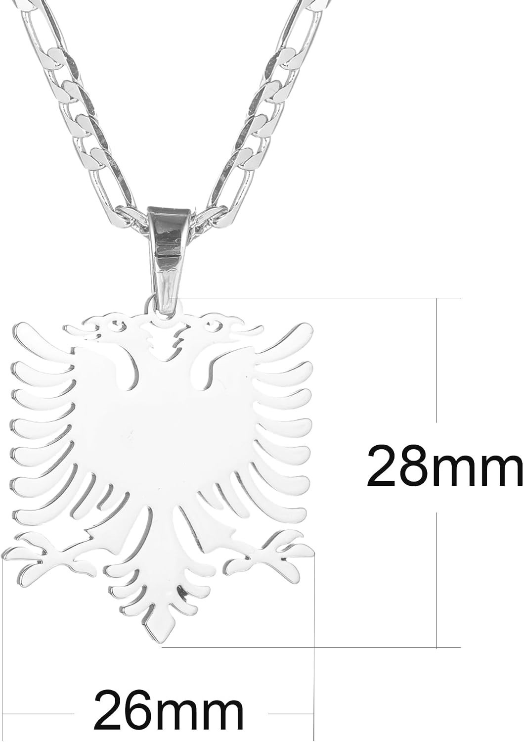 18K Gold Plated Albania Eagle Pendant Necklace for Women Men Polishing Stainl…