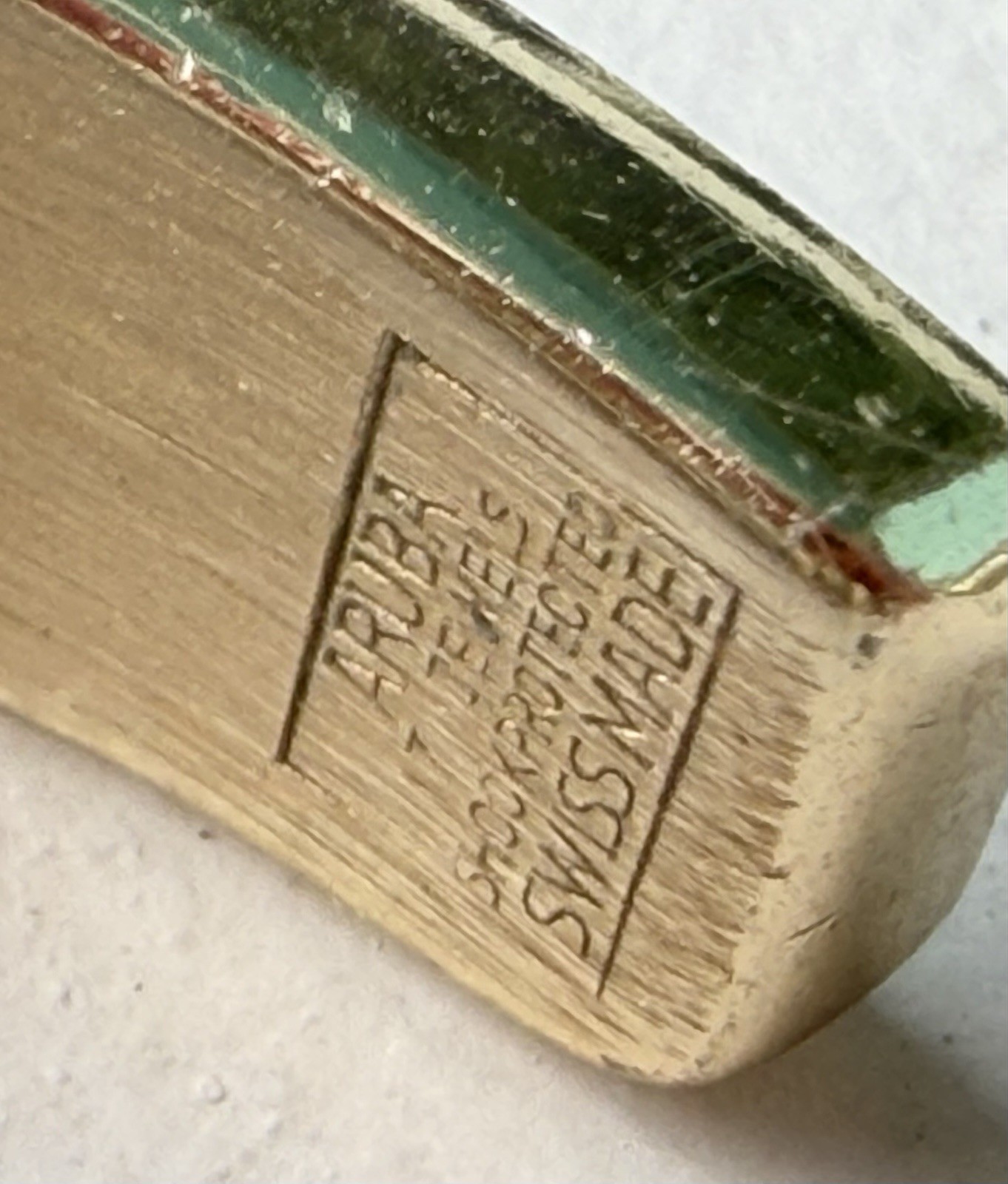 ARUBA Swiss Made 17 Jewels Vintage Square Mother of Pearl Bangle Wristwatch