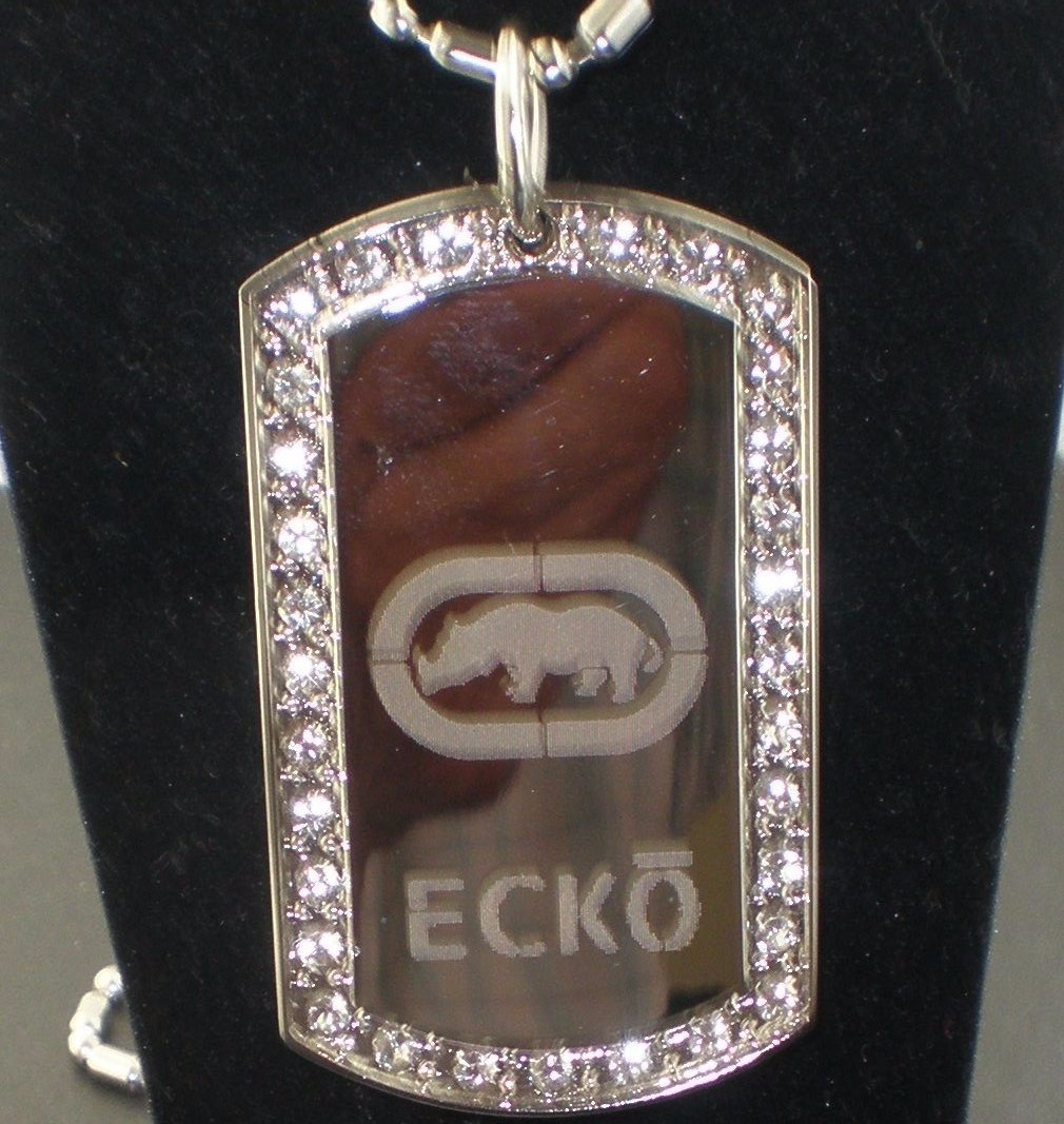 ECKO Regular CZ Dog Tag dogtag Pendant chain Necklace