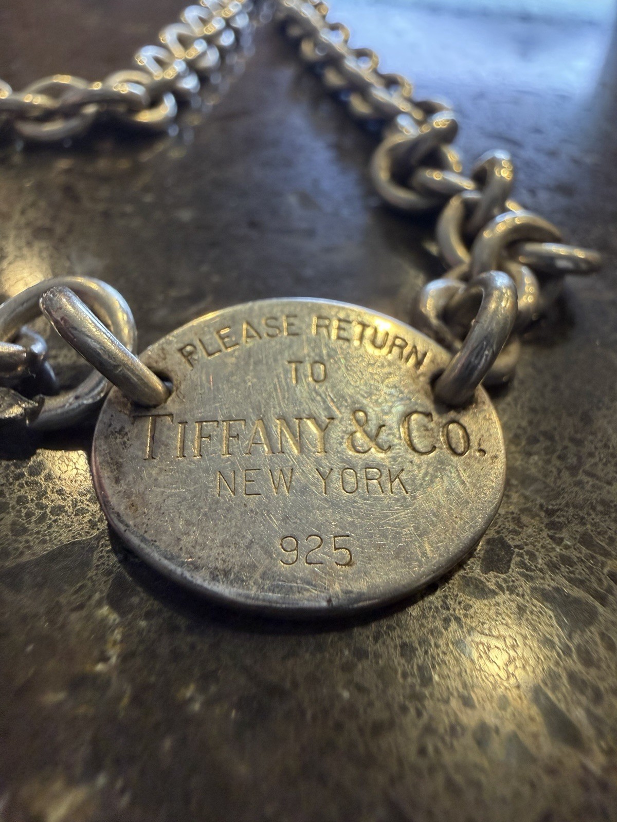 Tiffany & Co. – Vintage “Please Return To Tiffany” Oval Tag Necklace 14-15 Inch