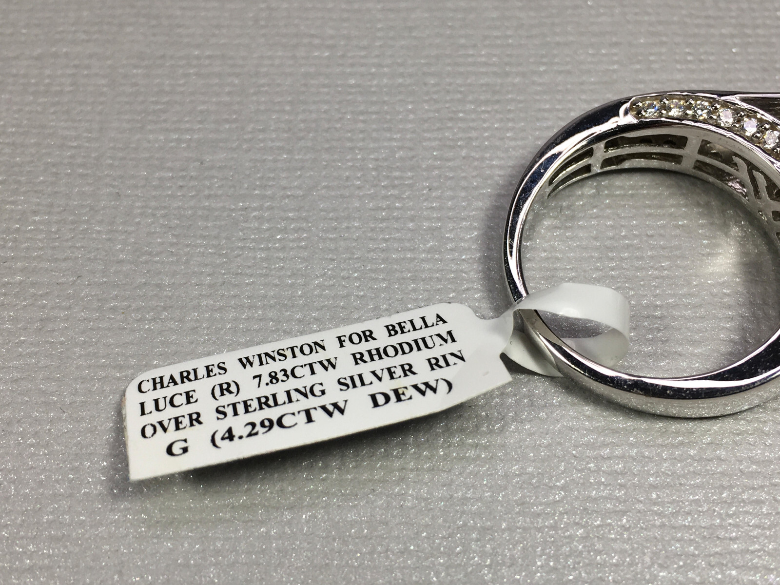 CHARLES WINSTON BELLA LUCE 7.83 CTW ZIRCONIA RHODIUM OVER STERLING RING SIZE 9