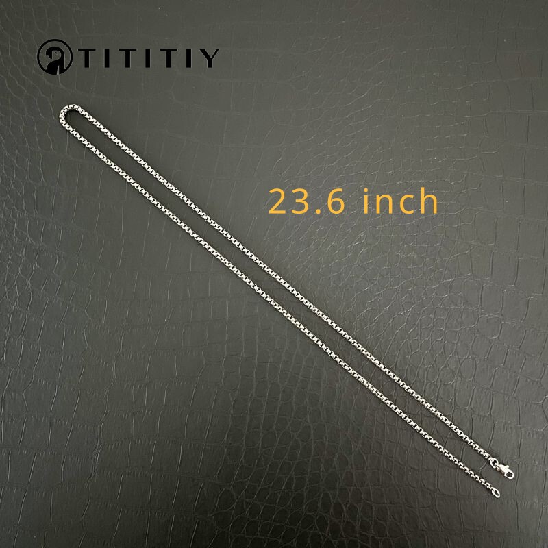 Titanium Necklace Width 3mm Square Box Sub Chain Antiallergic Trend Chain 23.6″