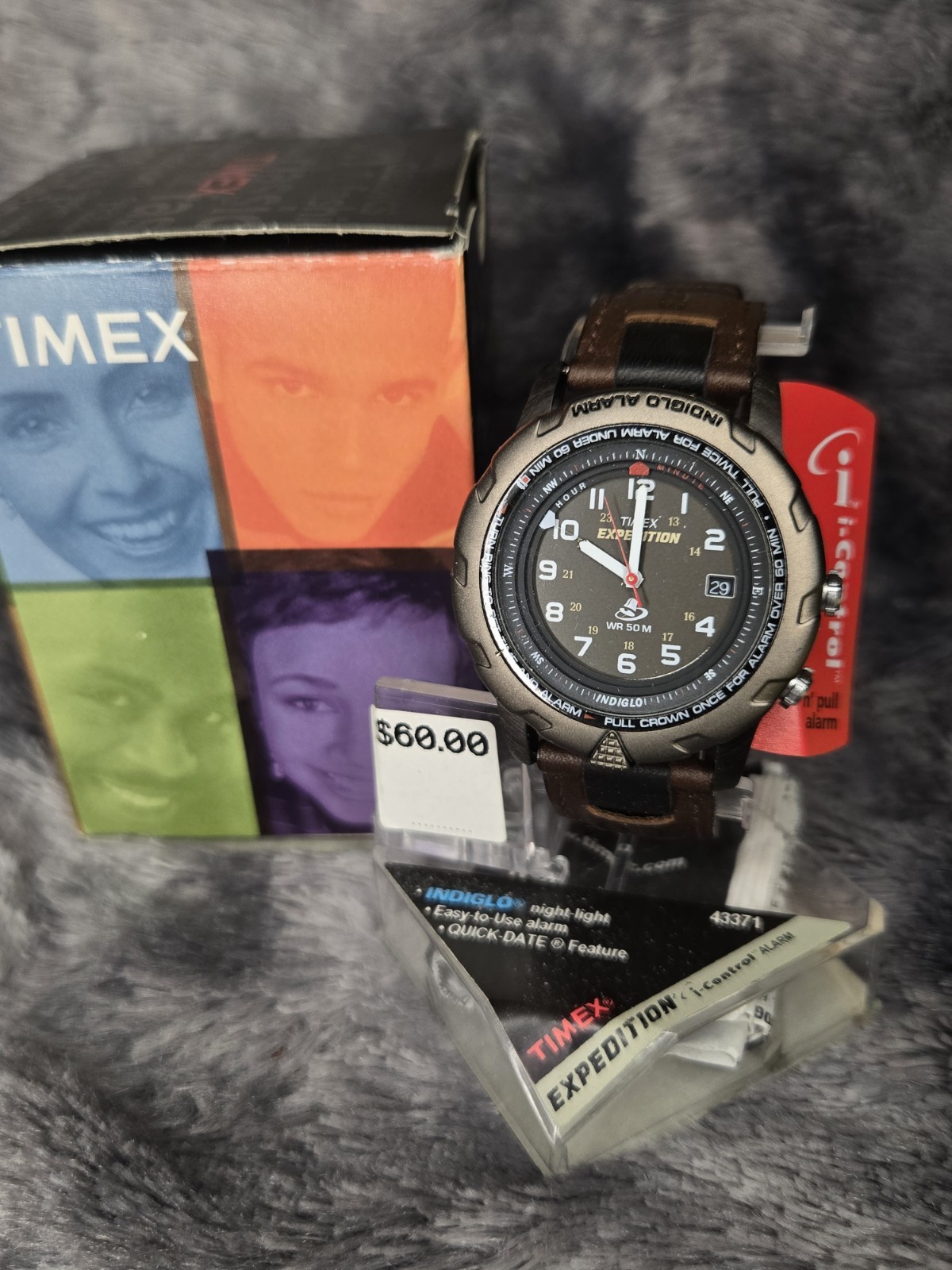 Timex Expedition Men’s Quartz Date 50M 38mm Black Dial Brown Leather Stra T43371