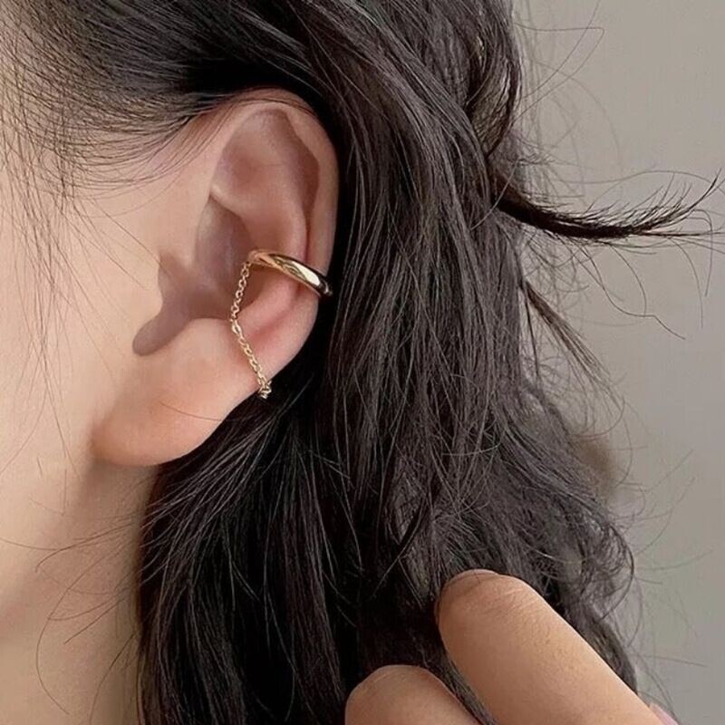 Woman 18K Gold Plated Earring Tassel Ear Cuff Cartilage Non Pierced