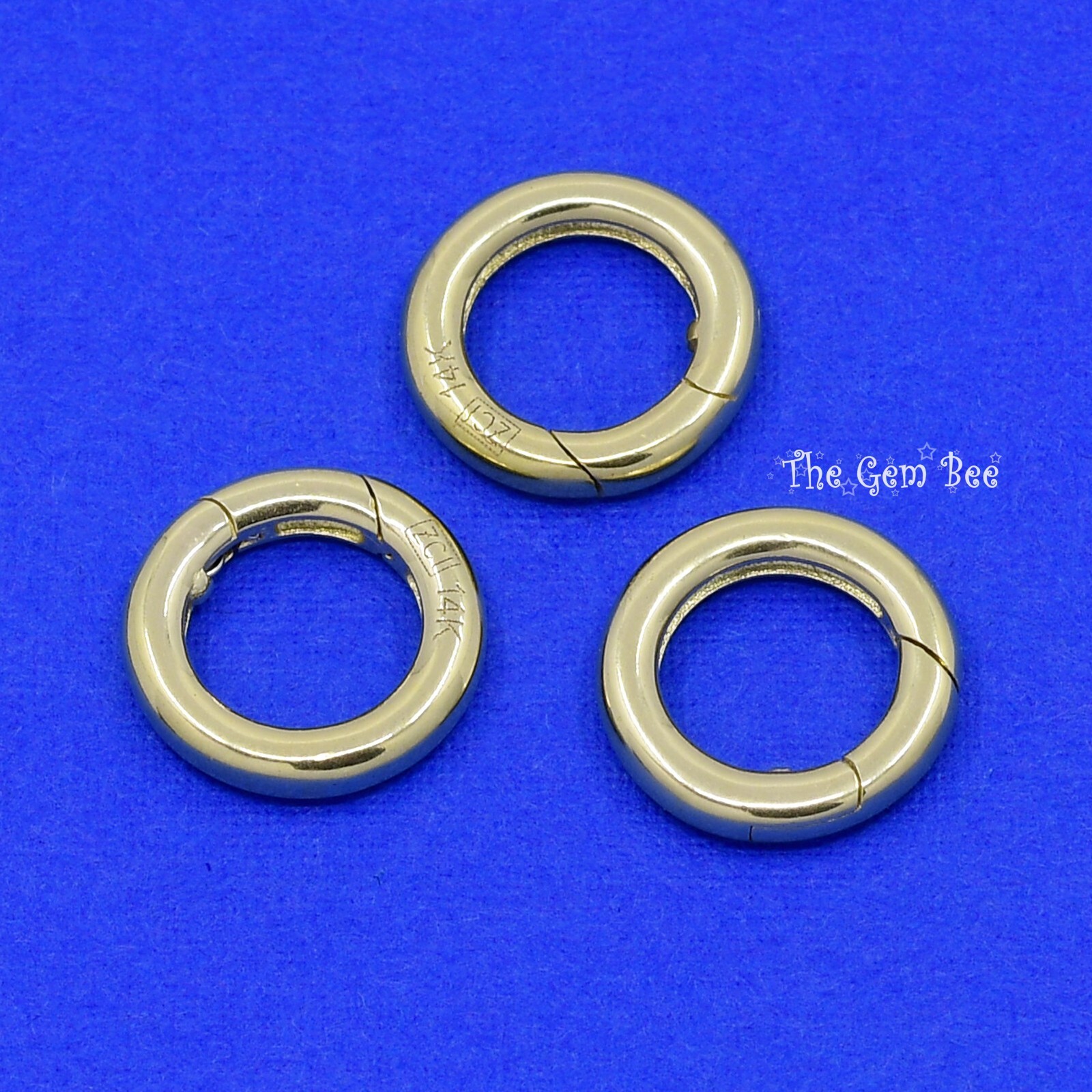 13mm 14k Solid Yellow Gold Large Round Enhancer Push Lock Connector Charm Holder
