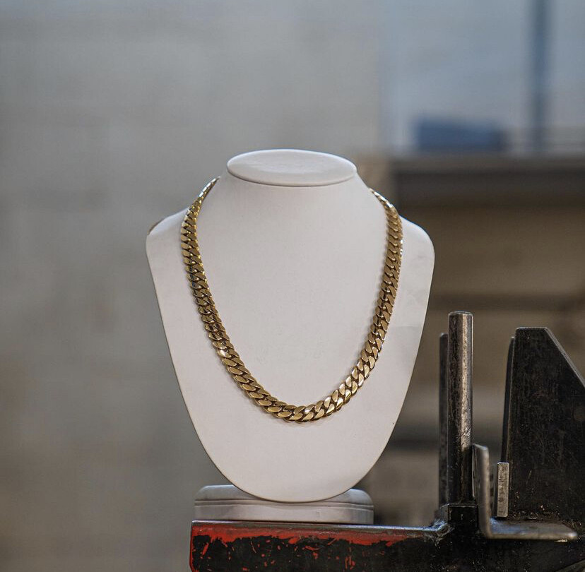 Cadenas de Plata ® Chapada en Oro 14K Para Hombre Cadena Cubana Joyería Fina