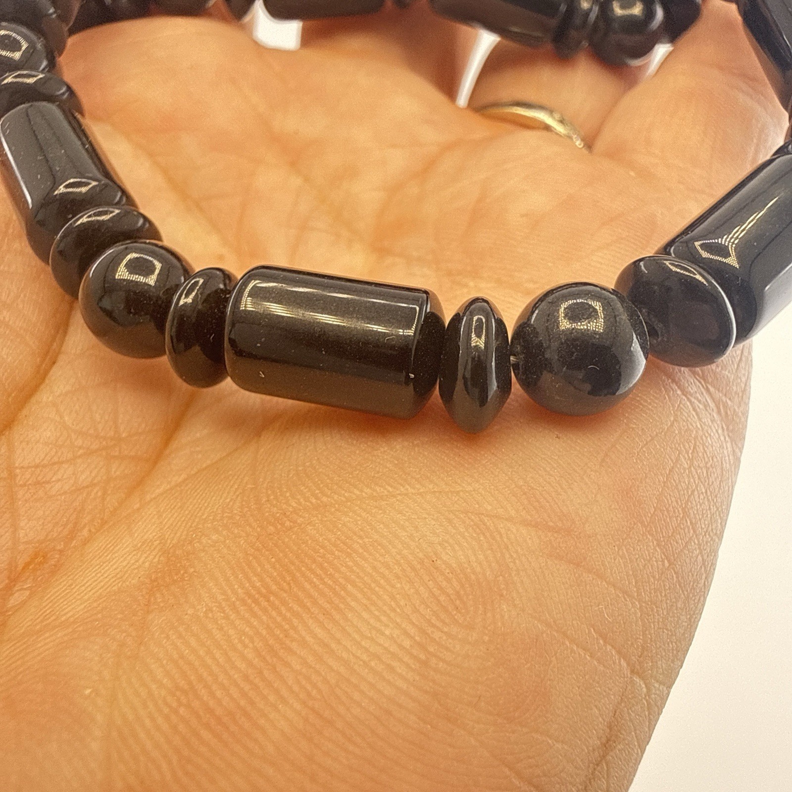 Jay King Necklace Black Onyx Polished Modern Tube Sterling Silver Beaded 925 DTR
