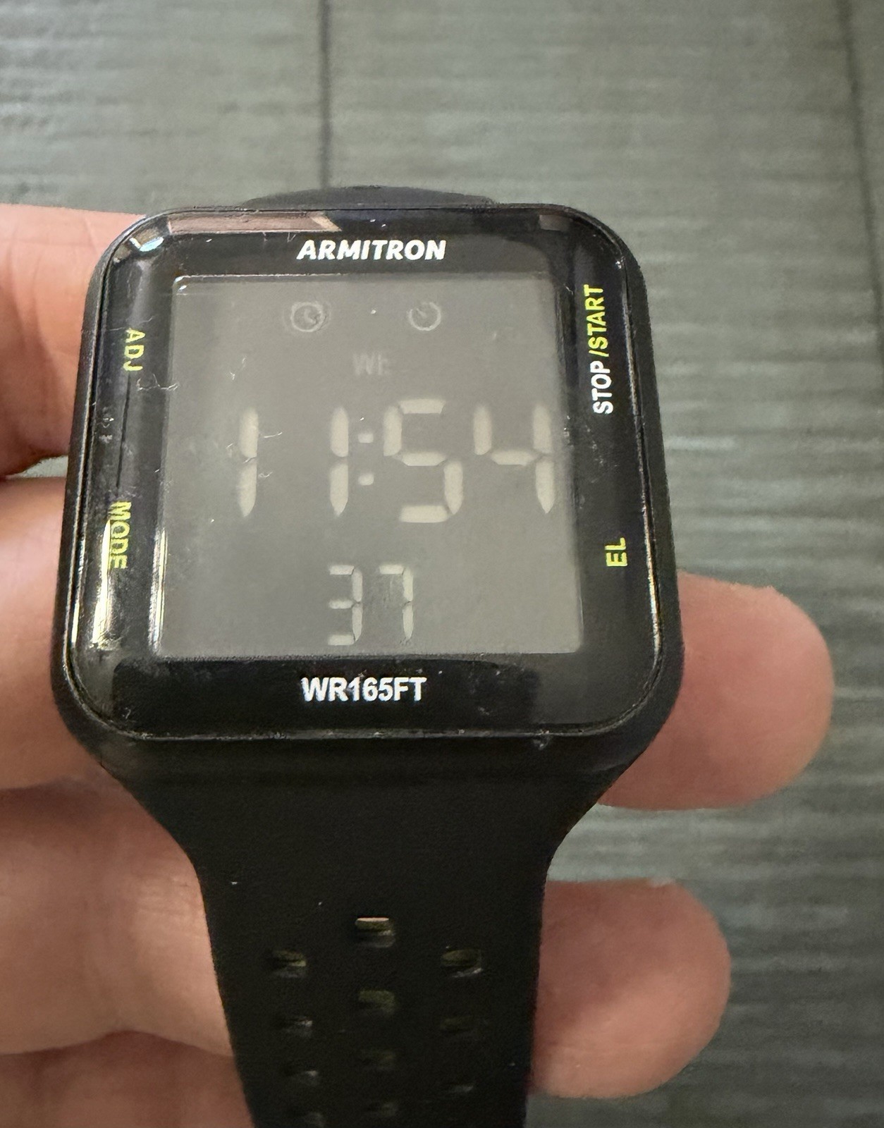 Armitron WR165FT Digital Quartz Sport Watch 50m Backlight Black/Green Rubber
