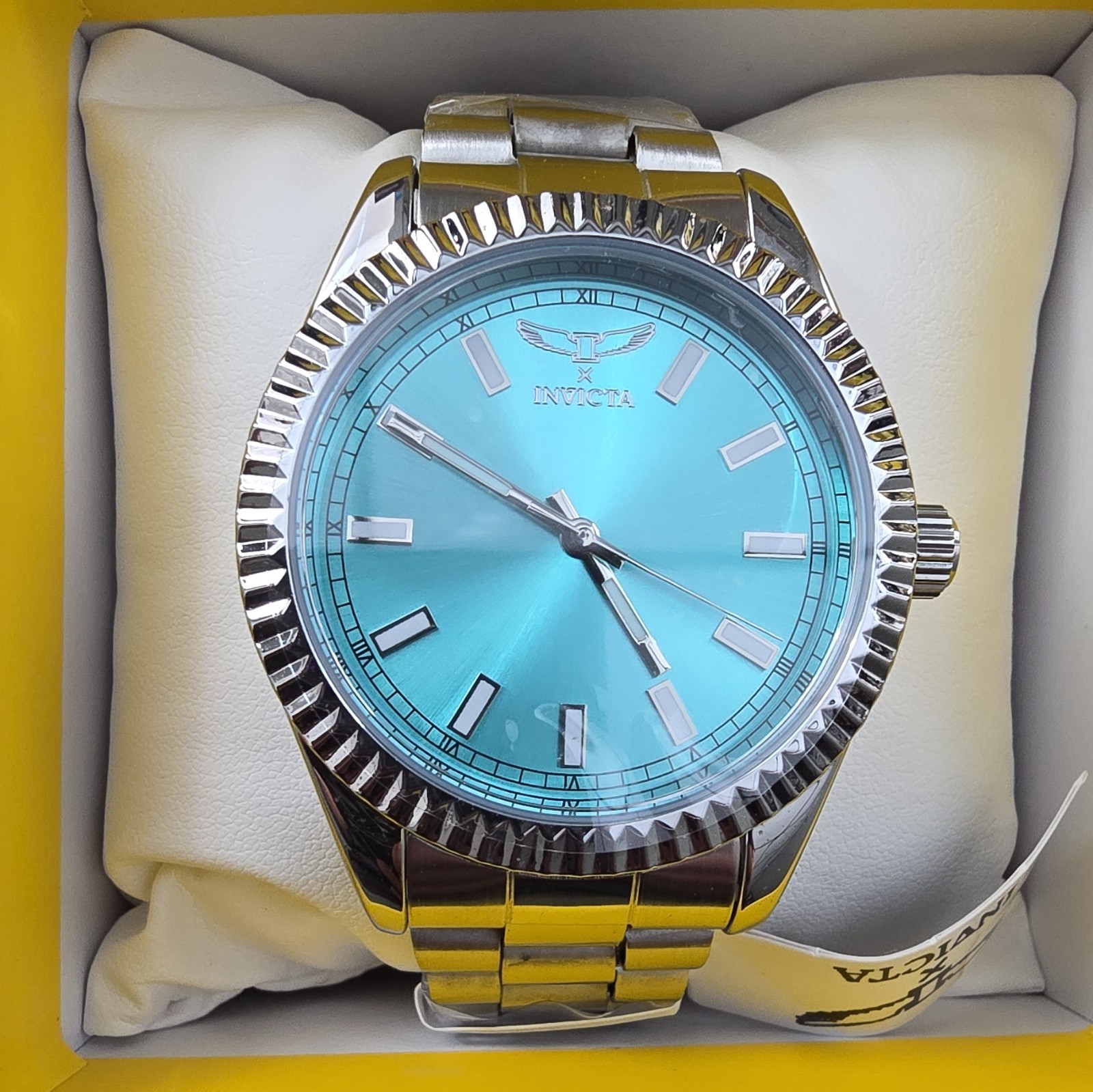 Invicta Lot of 4 Quartz Analog Steel Bracelet White/Blue/Turquoise Dials w/ Box