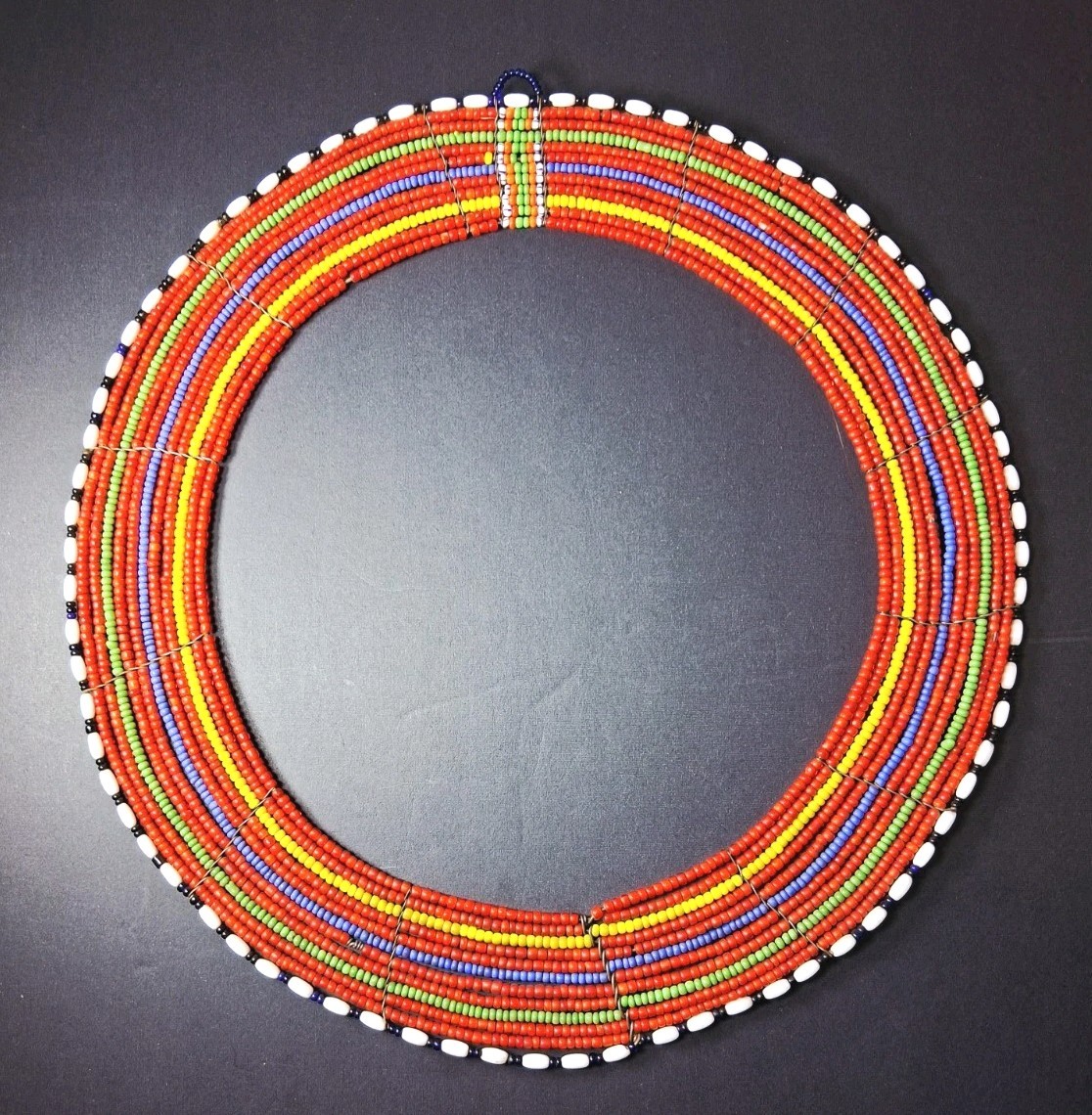 African Maasai Tribal Beaded Ceremonial Collar Necklace Kenya Vibrant Colors 12″
